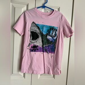 OshKosh B'gosh Pink Shark Graphic Tee Shirt Size 7 GUC
